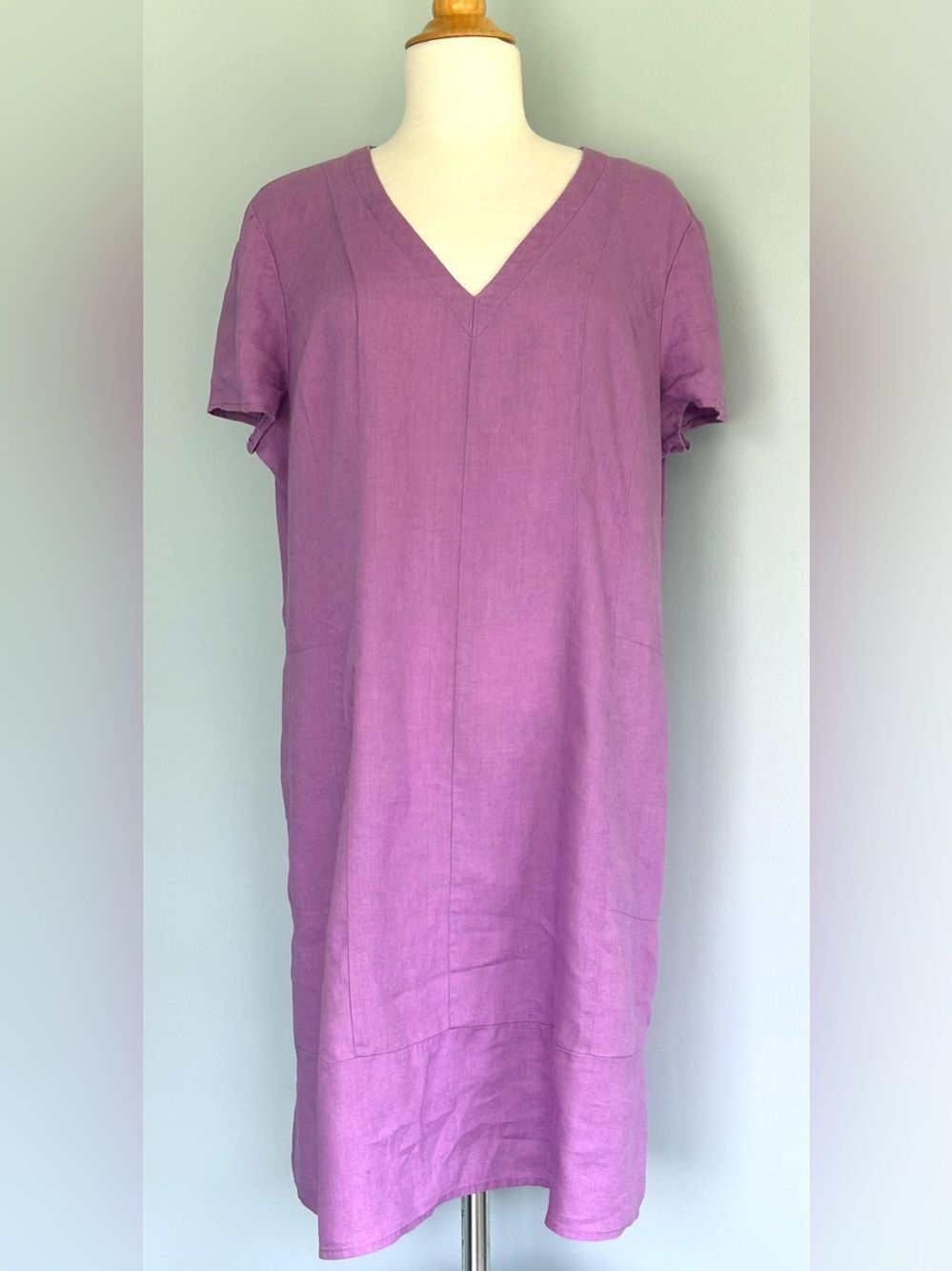 J.Jill Love Linen Purple Knee Length Dress oversized relaxed fit Sz L like XL - Picture 2 of 10